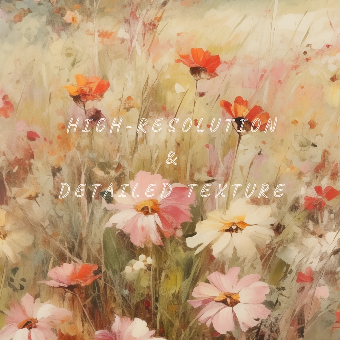 Wildflower Field Vintage Oil Painting, Floral Art Print - Image 3
