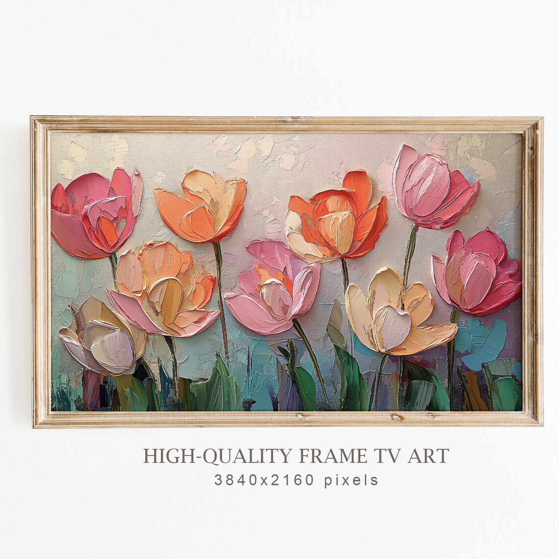 Abstract Tulips Textured Oil Painting Art Print