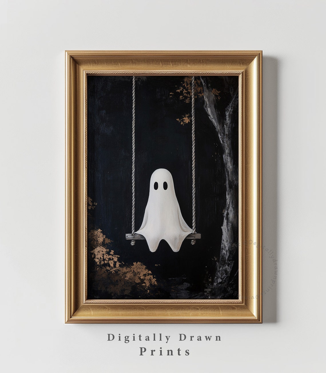 Ghost On Swing Halloween Wall Art Print - Image 2