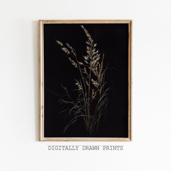 Vintage Moody Dark Flower Botanical Art Print