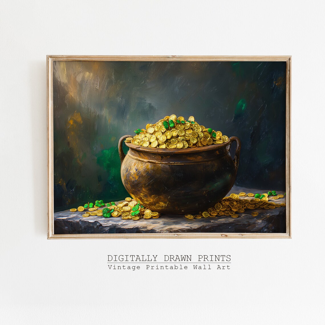 Vintage Saint Patrick Pot of Gold Art Print