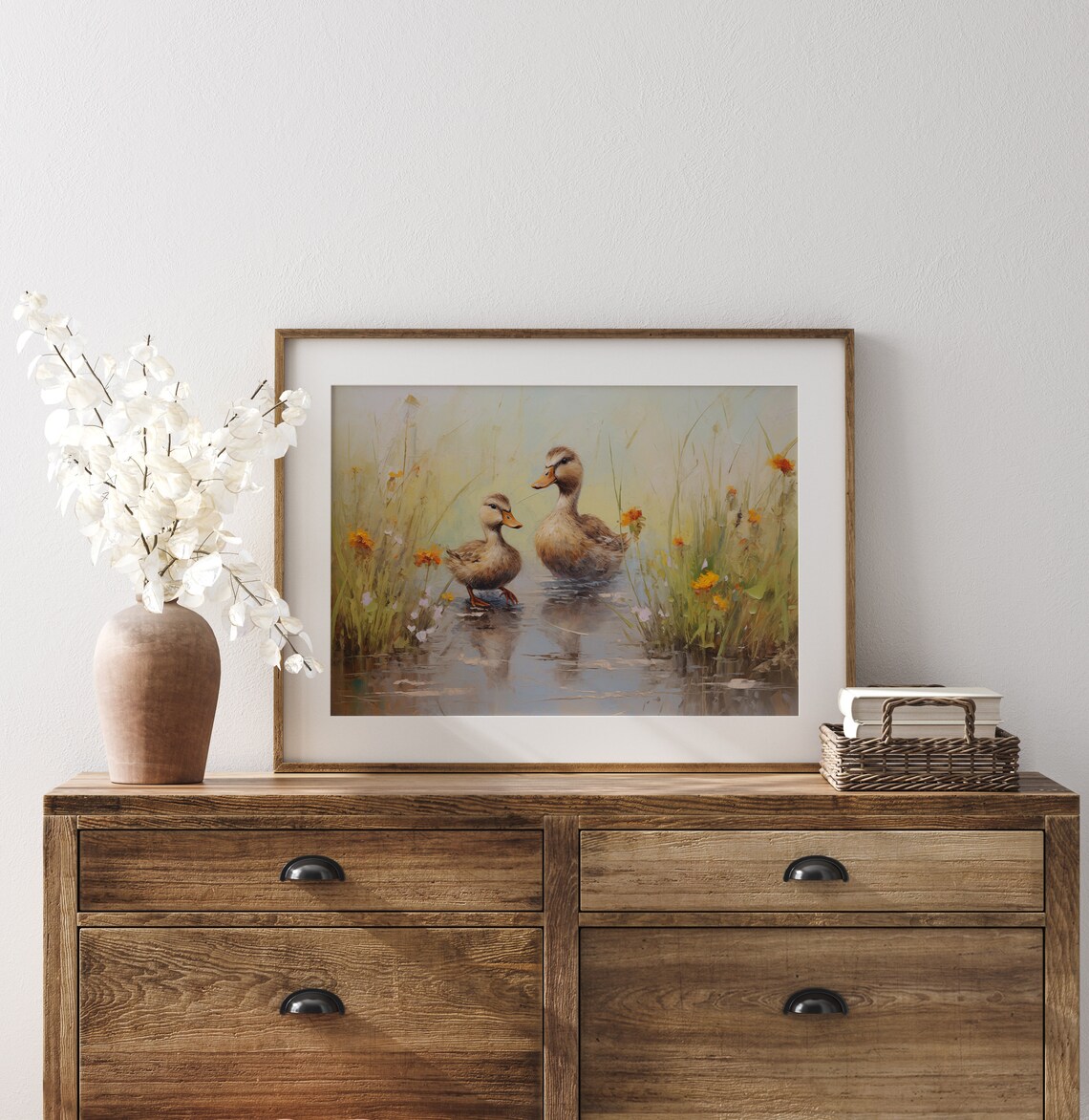 Easter Ducklings Vintage Oil Painting Art Print - Image 4