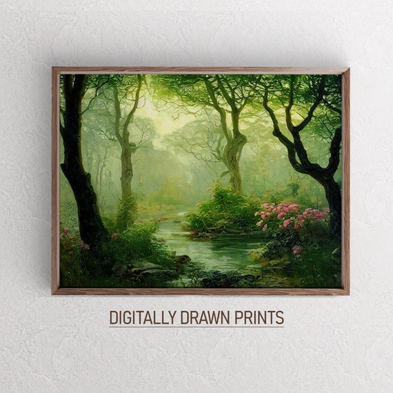 Rustic Cottage Forest Vintage Moody Art Print