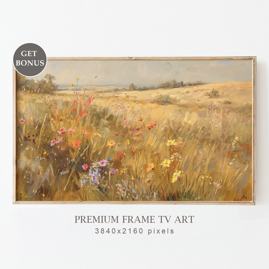 Fall Wildflower Meadow Golden Field Rustic Autumn Landscape Poster
