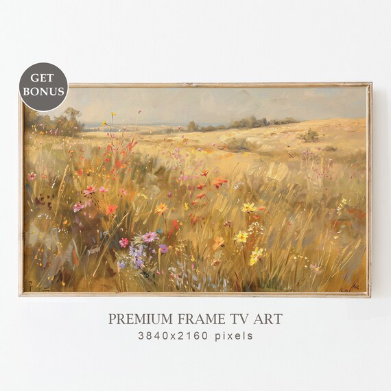 Fall Wildflower Meadow Golden Field Rustic Autumn Landscape Poster