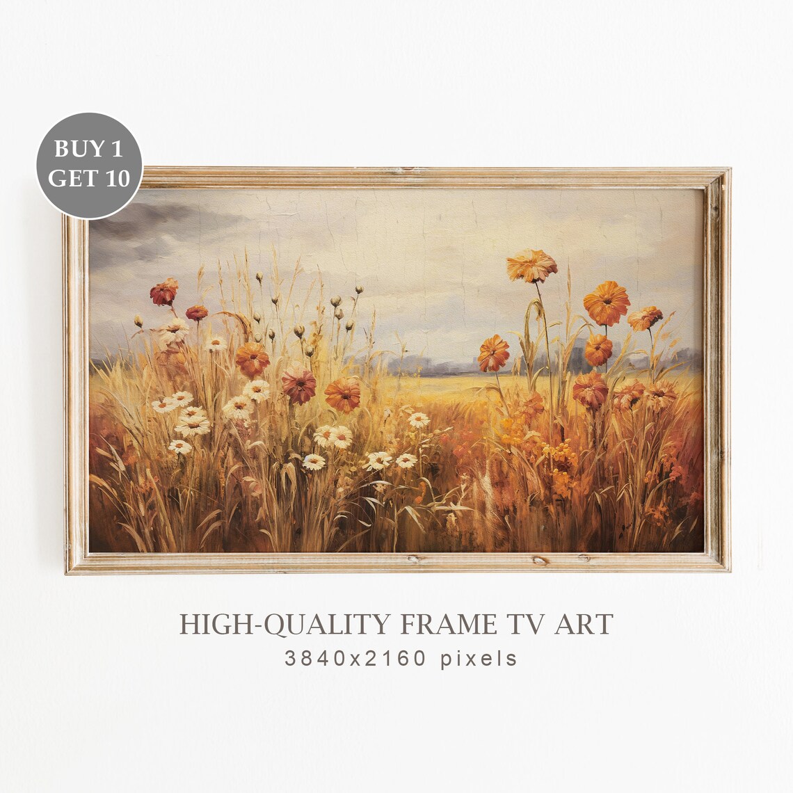 Wildflower Field Autumn Meadow, Vintage Art Print