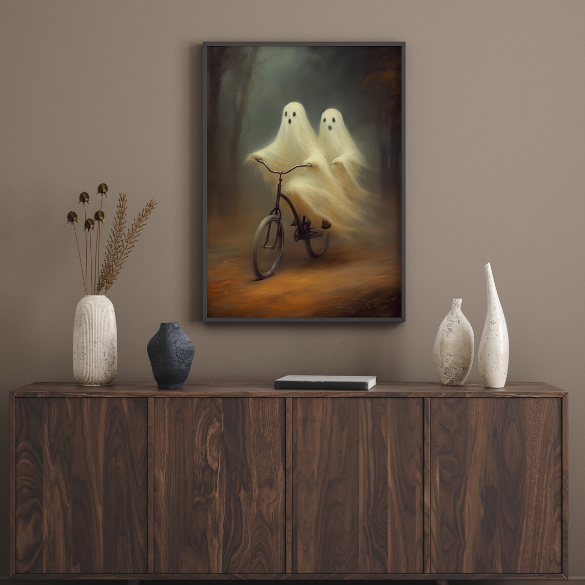 Cute Ghosts Vintage Oil Painting Art Print - Image 3