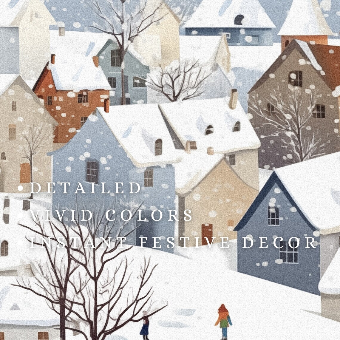 Cozy Snowy Village Christmas Town Winter Holiday Frame TV Art Print - Image 2
