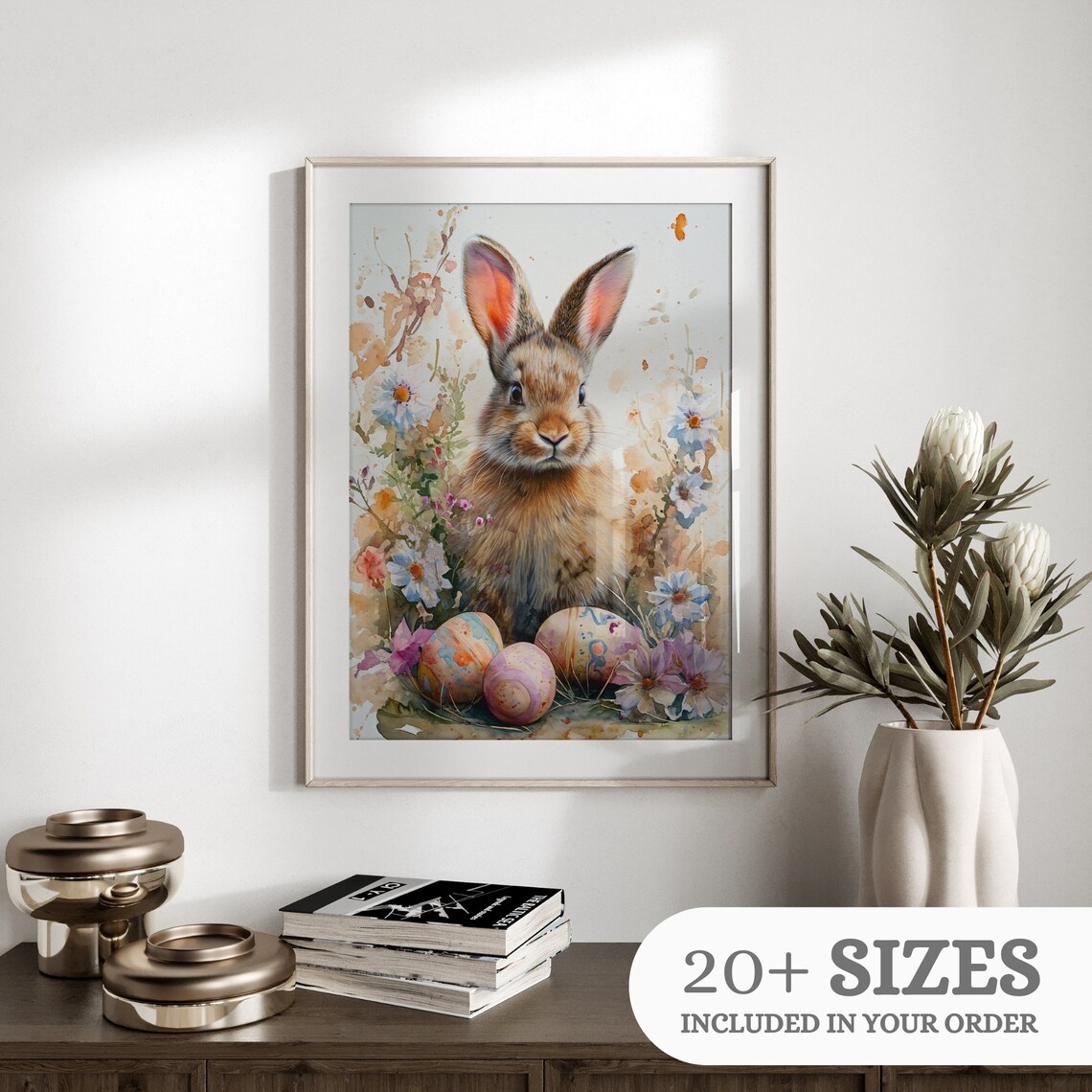 Easter Bunny Watercolor Art Print, Spring Decor - Image 3