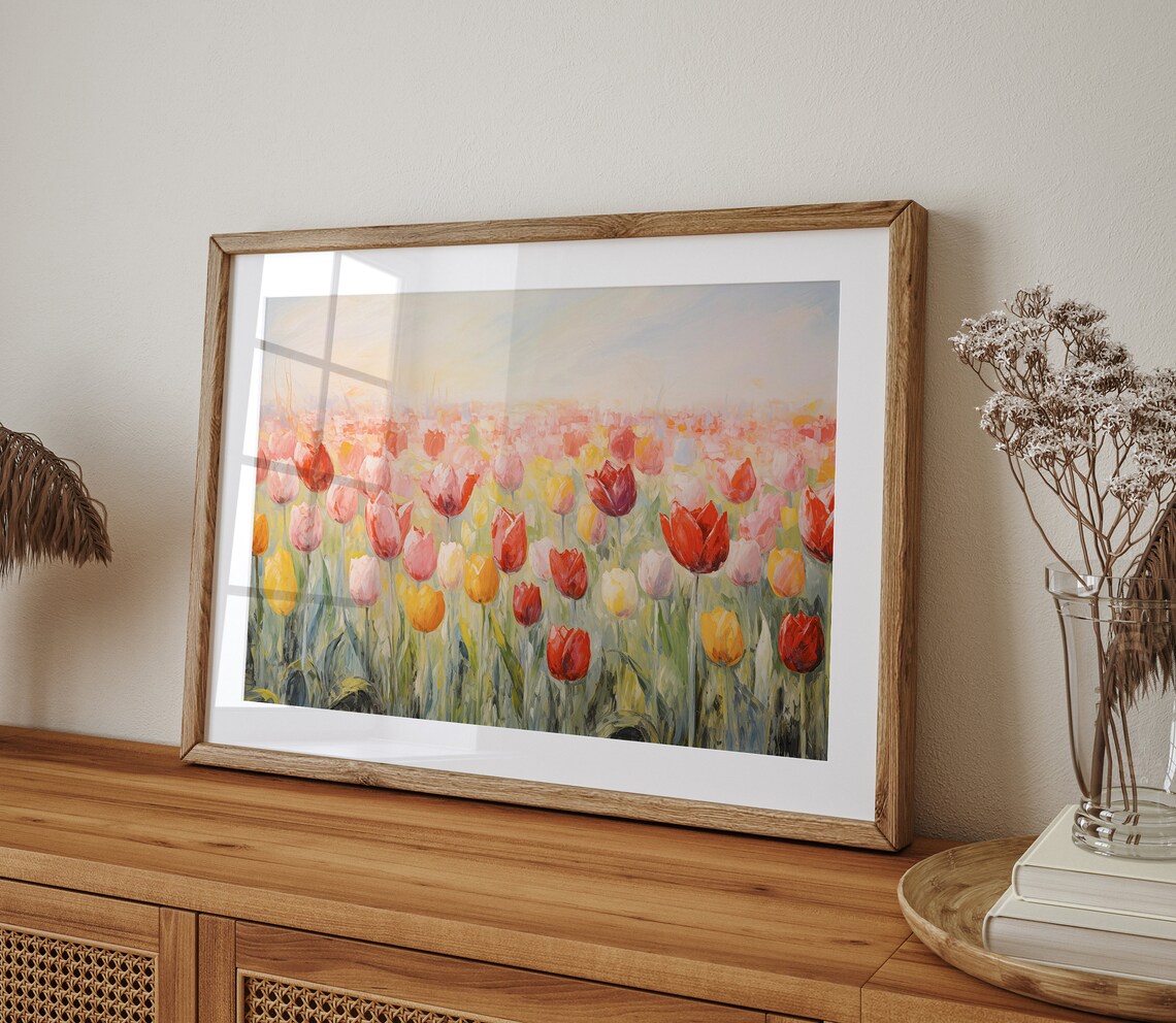 Spring Tulips Oil Painting Floral Print, Farmhouse Decor - Image 2