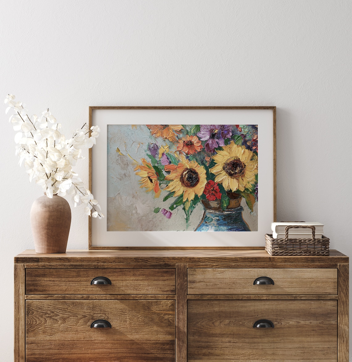 Vintage Sunflowers and Wildflowers Still Life Art Print - Image 3
