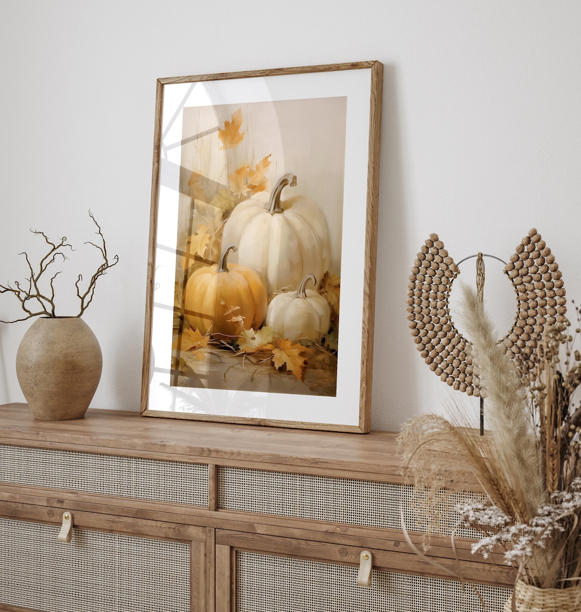 Vintage Pumpkin Still Life Art Print, Rustic Fall - Image 3