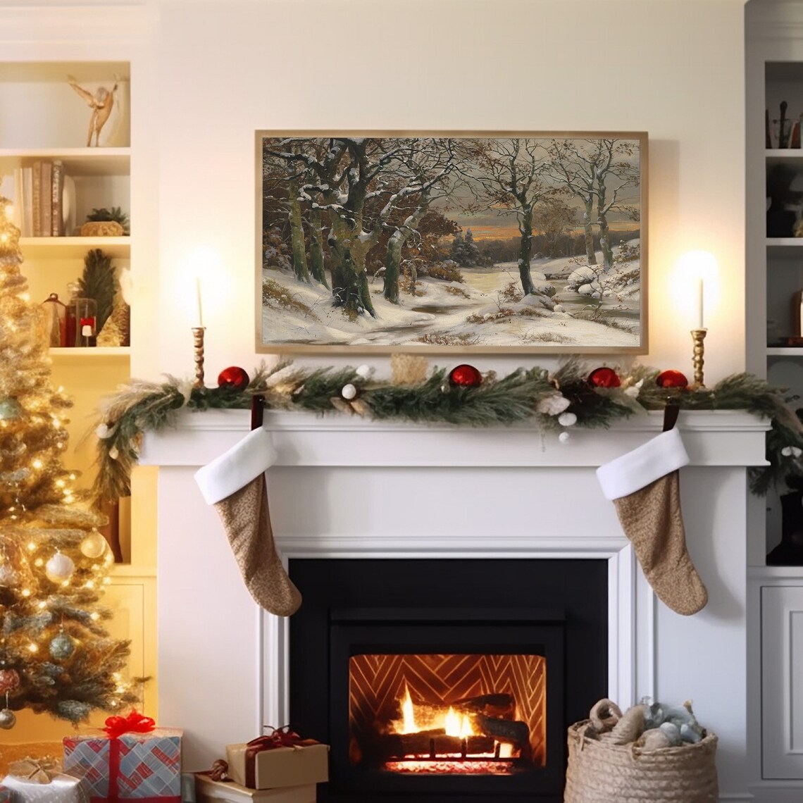 Moody Winter Landscape Christmas Art Print - Image 2