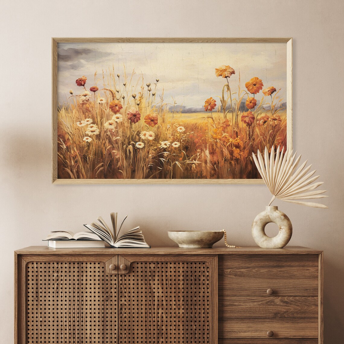 Wildflower Field Autumn Meadow, Vintage Art Print - Image 3