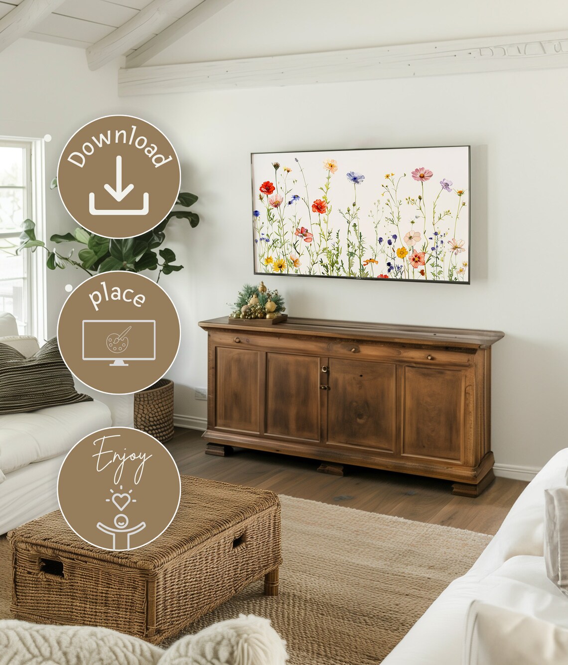 Botanical Floral Frame TV Art, Minimalist Boho Decor - Image 4