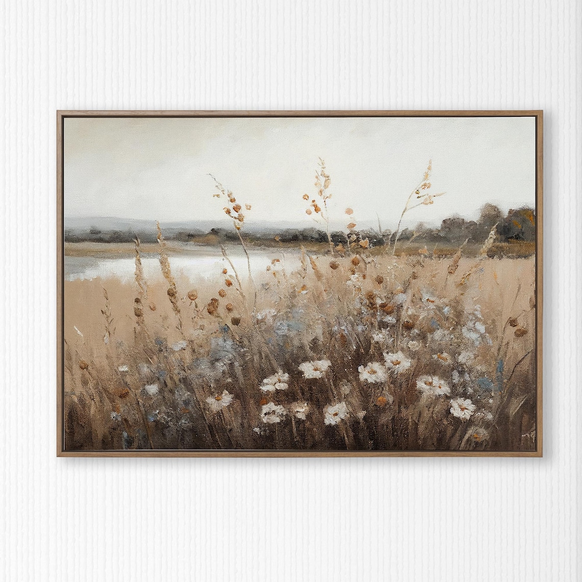 Wildflower Field Oil Painting, Vintage Farmhouse Style - Image 2