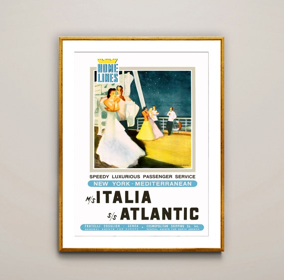 Italia Atlantic Vintage Travel Poster Poster Paper Or Print Gift Idea