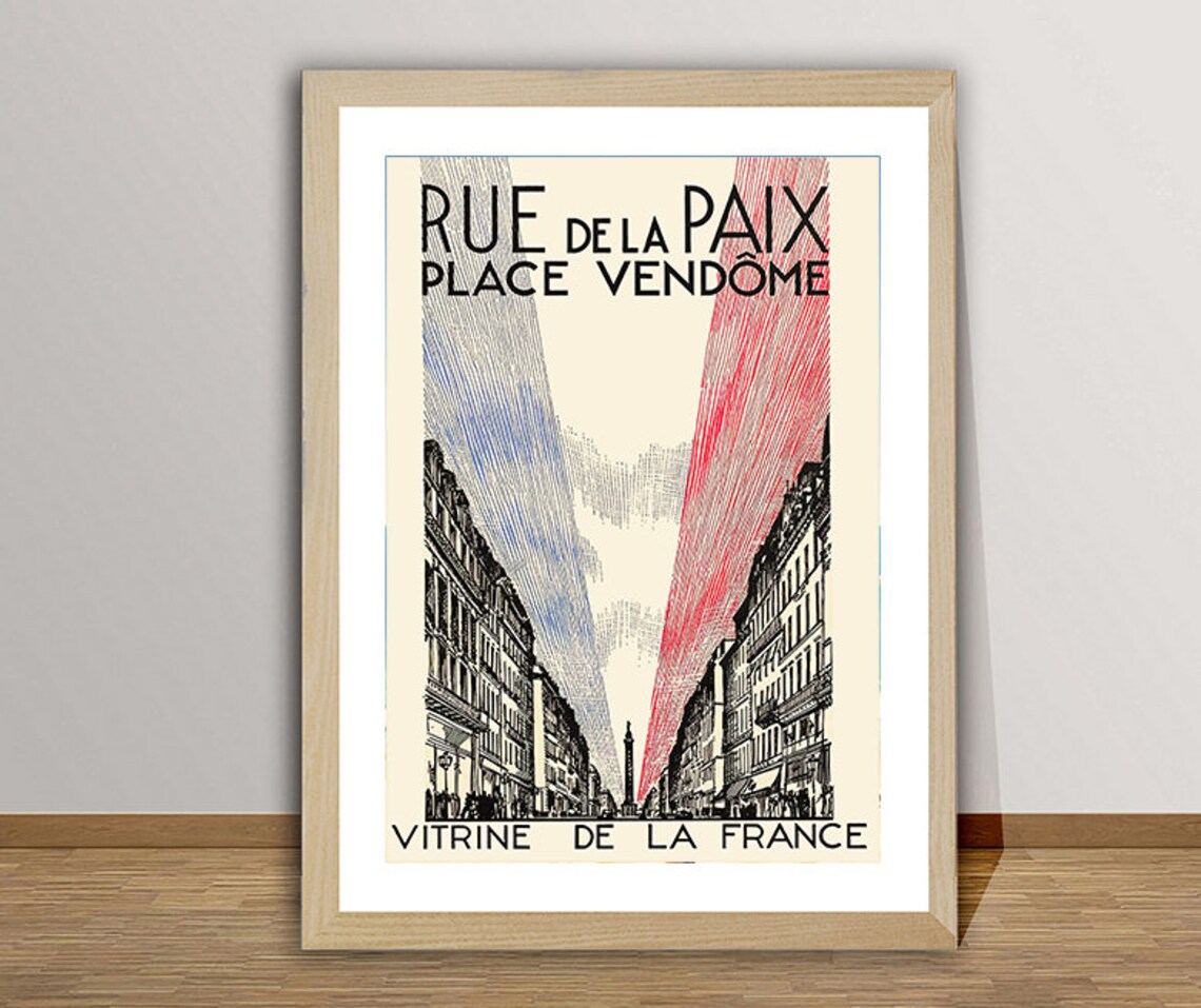 Rue de la Paix Place Vendôme Vintage Paris Street Art Poster