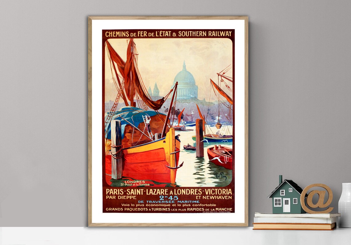 Paris Saint Lazare To London Victoria Dieppe Channel Ferry Poster