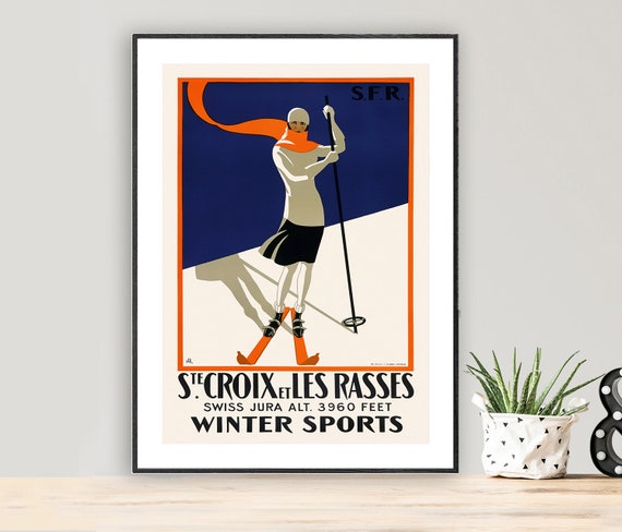 Ste Croix Et Les Rasses Jura Suisse Vintage Travel Poster Poster Print Or Print Gift Idea Wall Decor