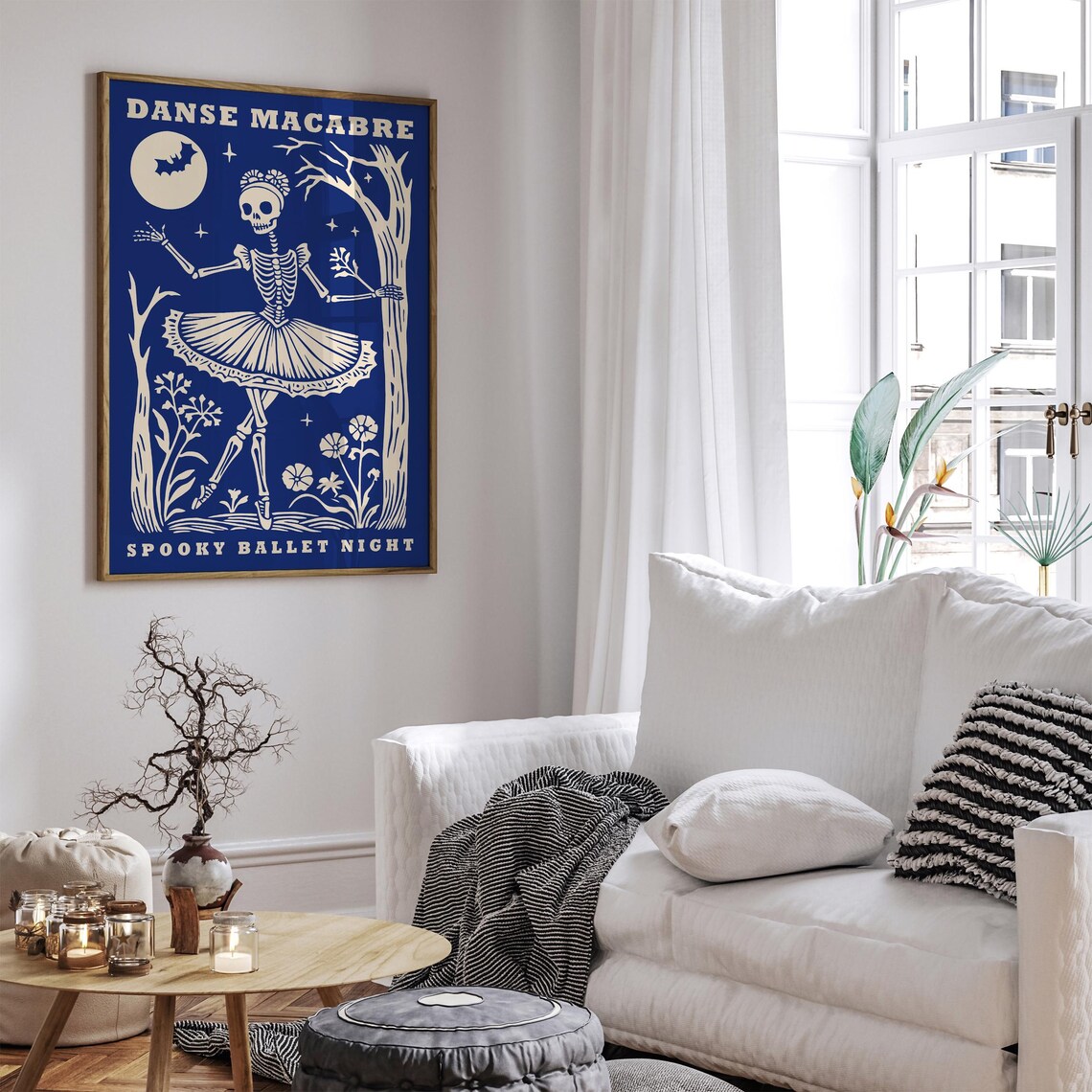 Blue Danse Macabre Spooky Ballet Night Skeleton Ballerina Poster - Image 3