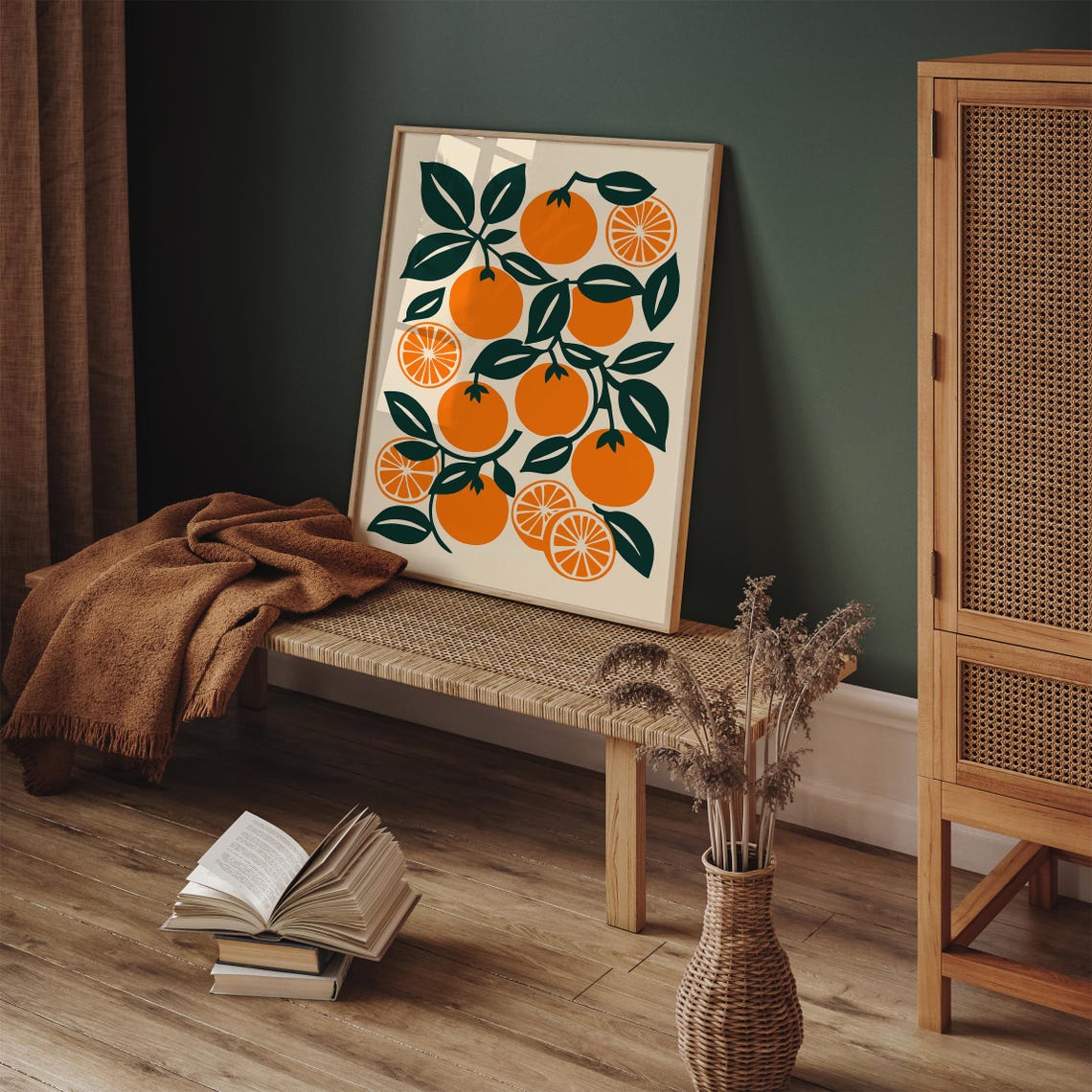 Orange Branch Citrus Fruit Mid Century Modern Kitchen Art Poster - Image 4