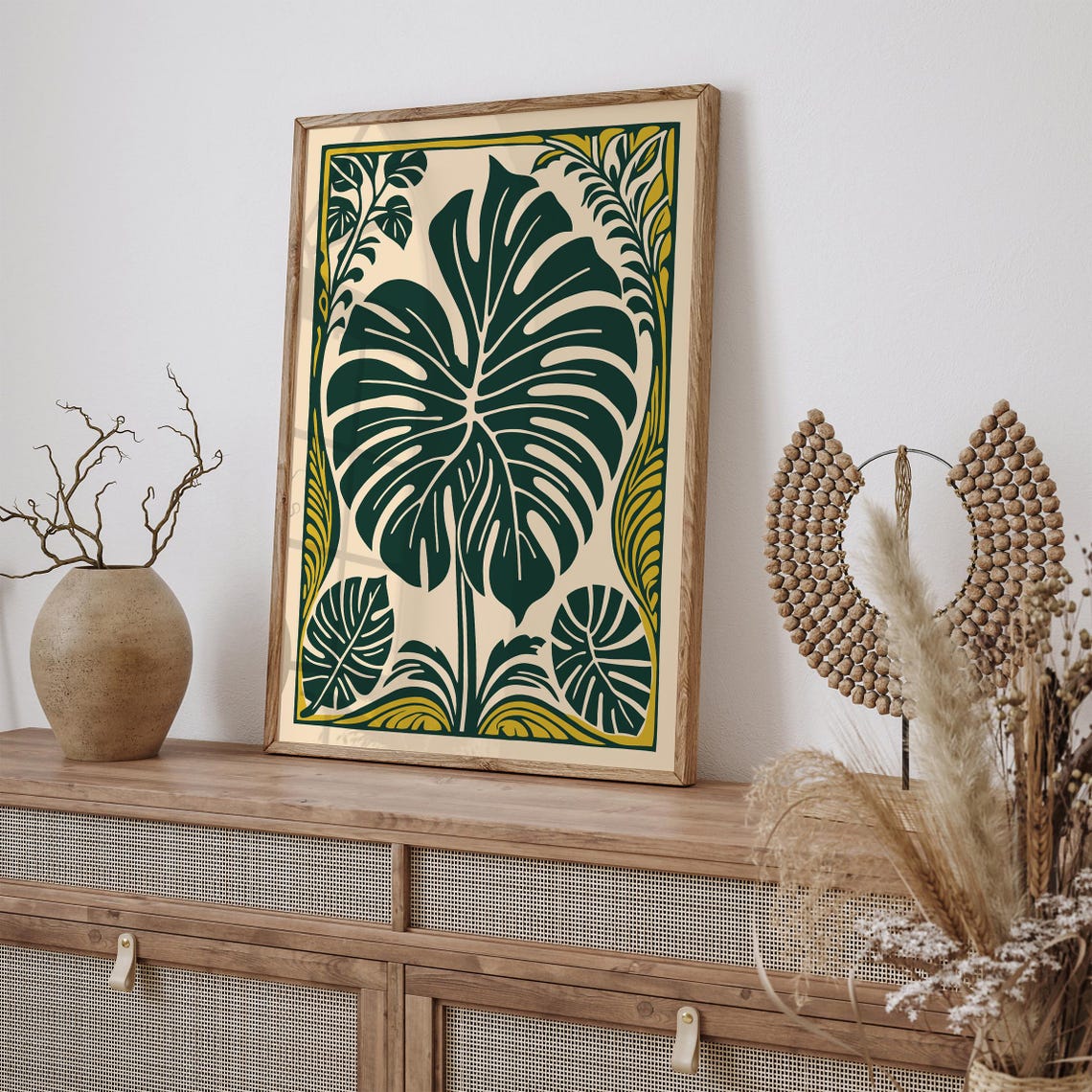 Deep Green Monstera Leaf Boho Tropical Botanical Decor Poster - Image 3