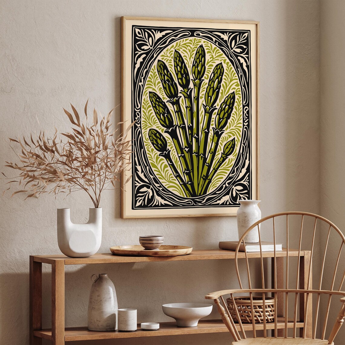 Vintage Asparagus Art Nouveau Botanical Farmhouse Kitchen Wall Art - Image 4