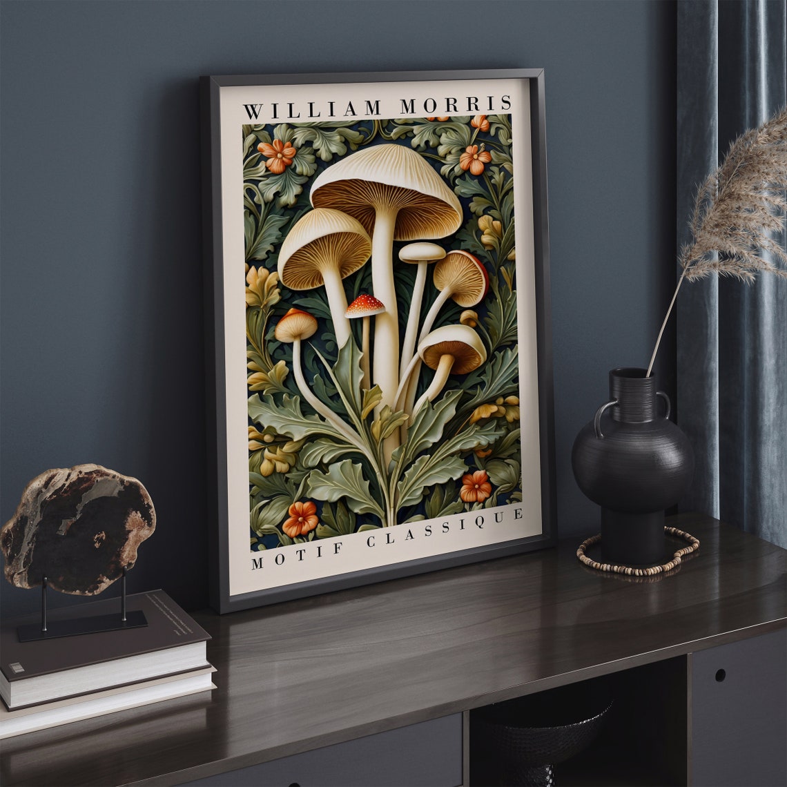 William Morris Motif Classique Mushroom Botanical Illustration Poster - Image 3