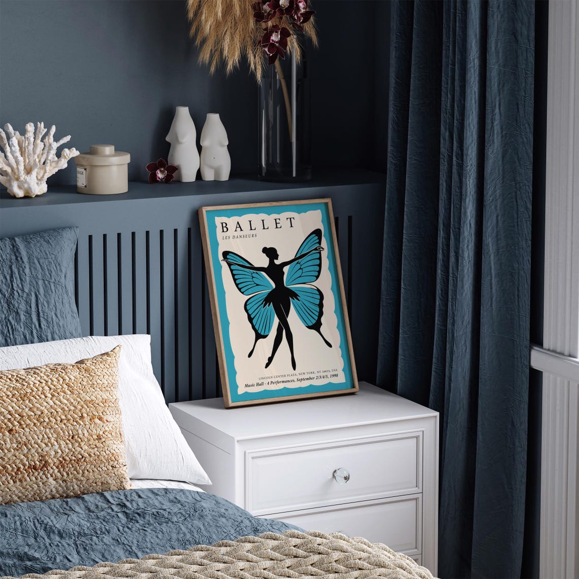 Ballet Les Danseurs 1998 Teal Butterfly Wings Ballerina Poster - Image 4