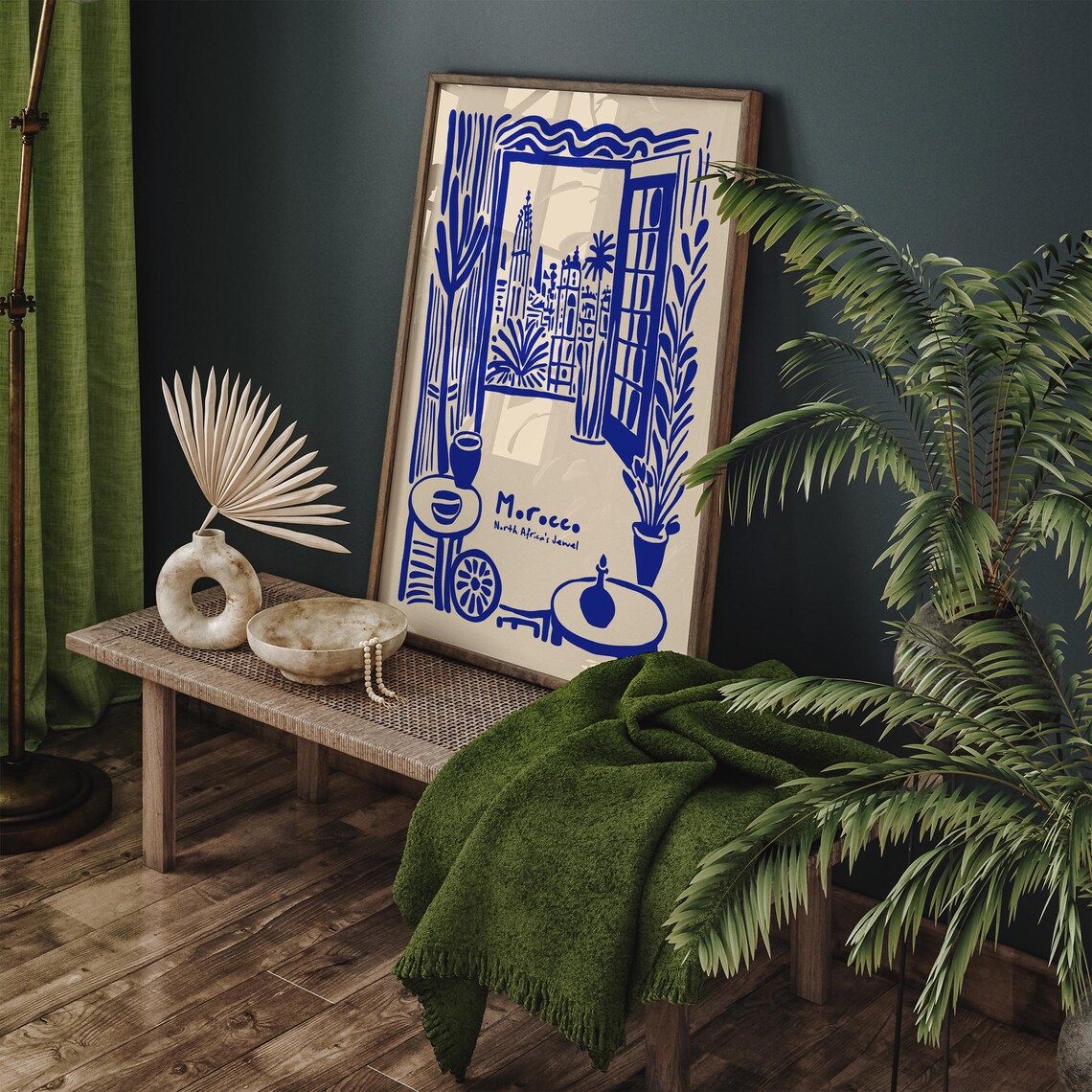 Morocco North Africa's Jewel Blue Moroccan Courtyard Travel Poster - Image 4
