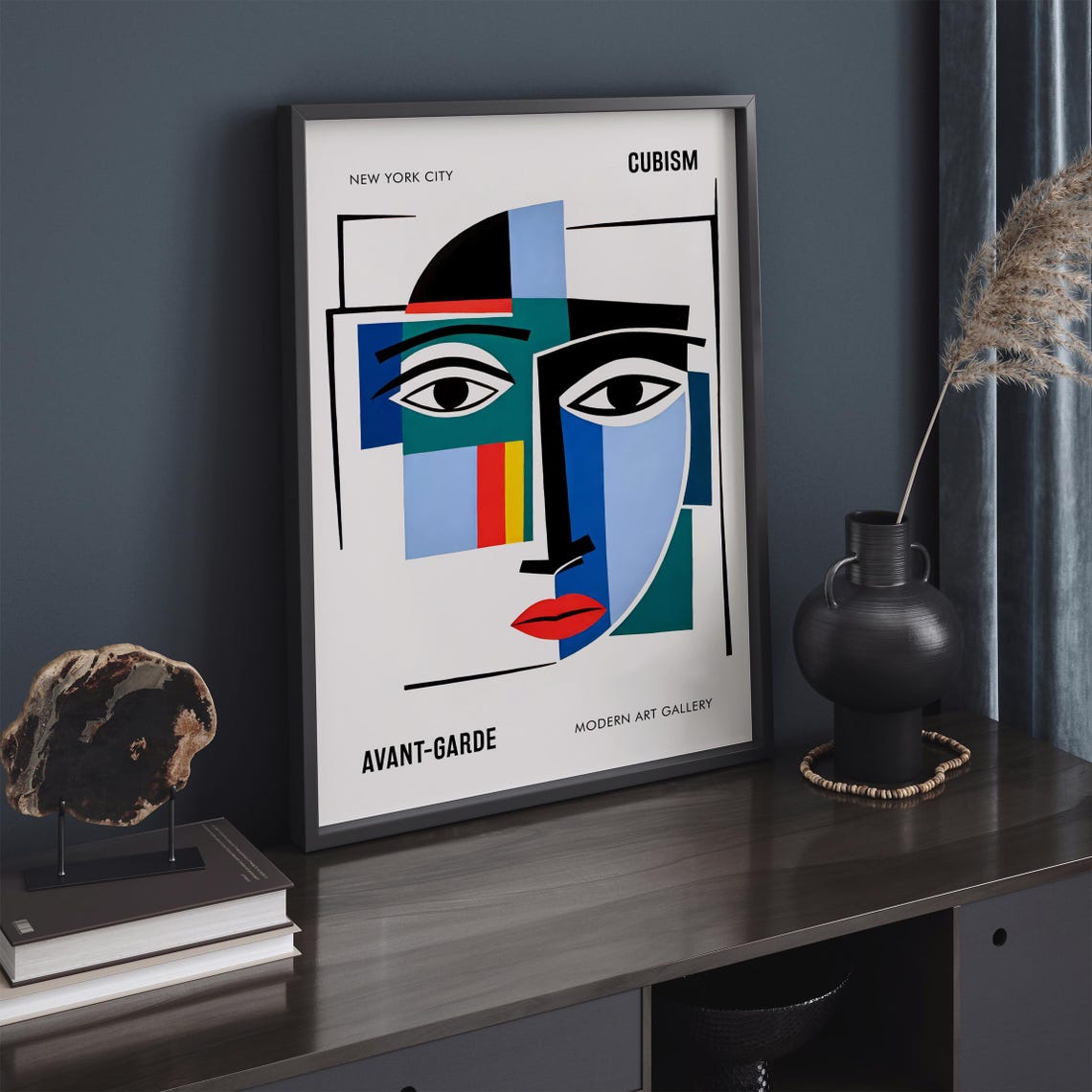 Colorful Cubist Face New York City Modern Art Gallery Poster - Image 5