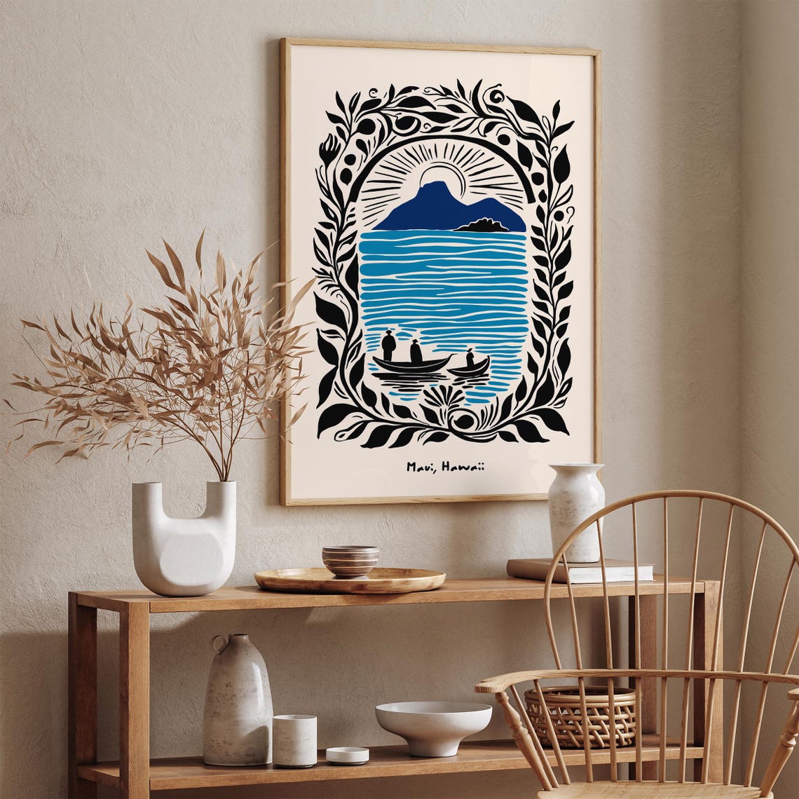 Hawaii Maui Island Art Poster Tropical Paradise Wall Decor Scenic Hawaiian Landscape Print Vintage Travel Art Aloha Spirit Wall Art - Image 2