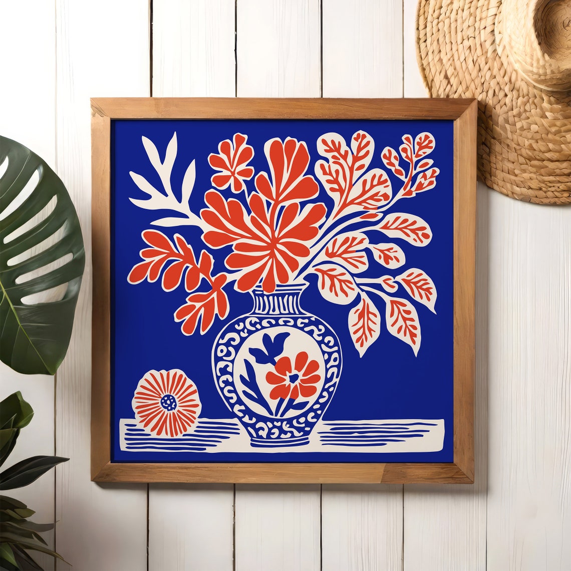 Indigo Blue Floral Vase Bold Matisse Style Botanical Home Poster - Image 3