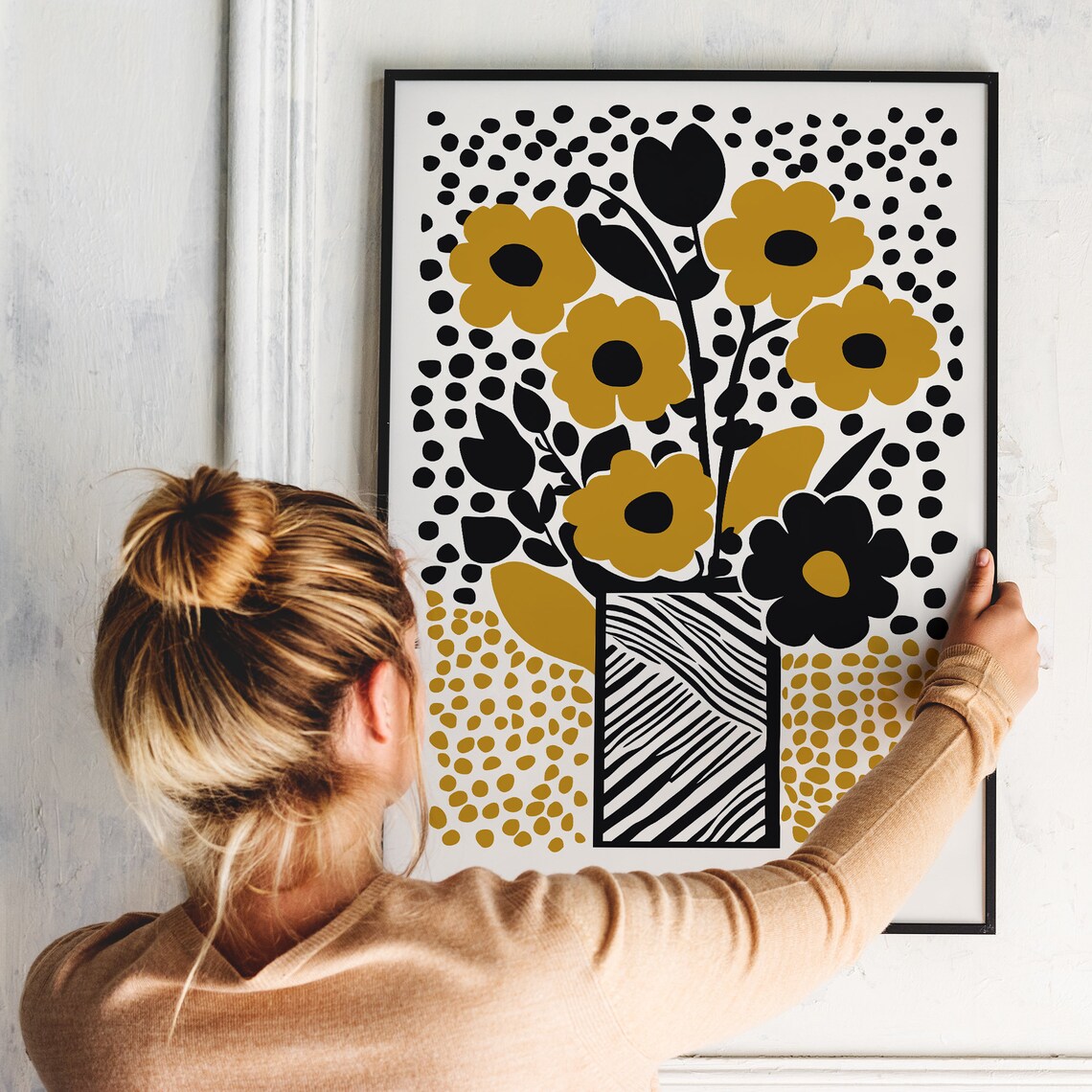 Mustard and Black Flower Bouquet Poster by Wild Fever Studio - Image 5