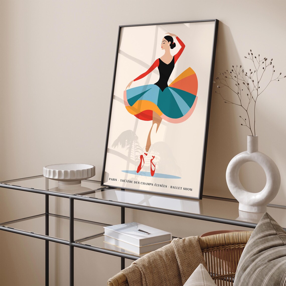 Paris Ballet Show Colorful Ballerina Théâtre Elysées Art Poster - Image 4