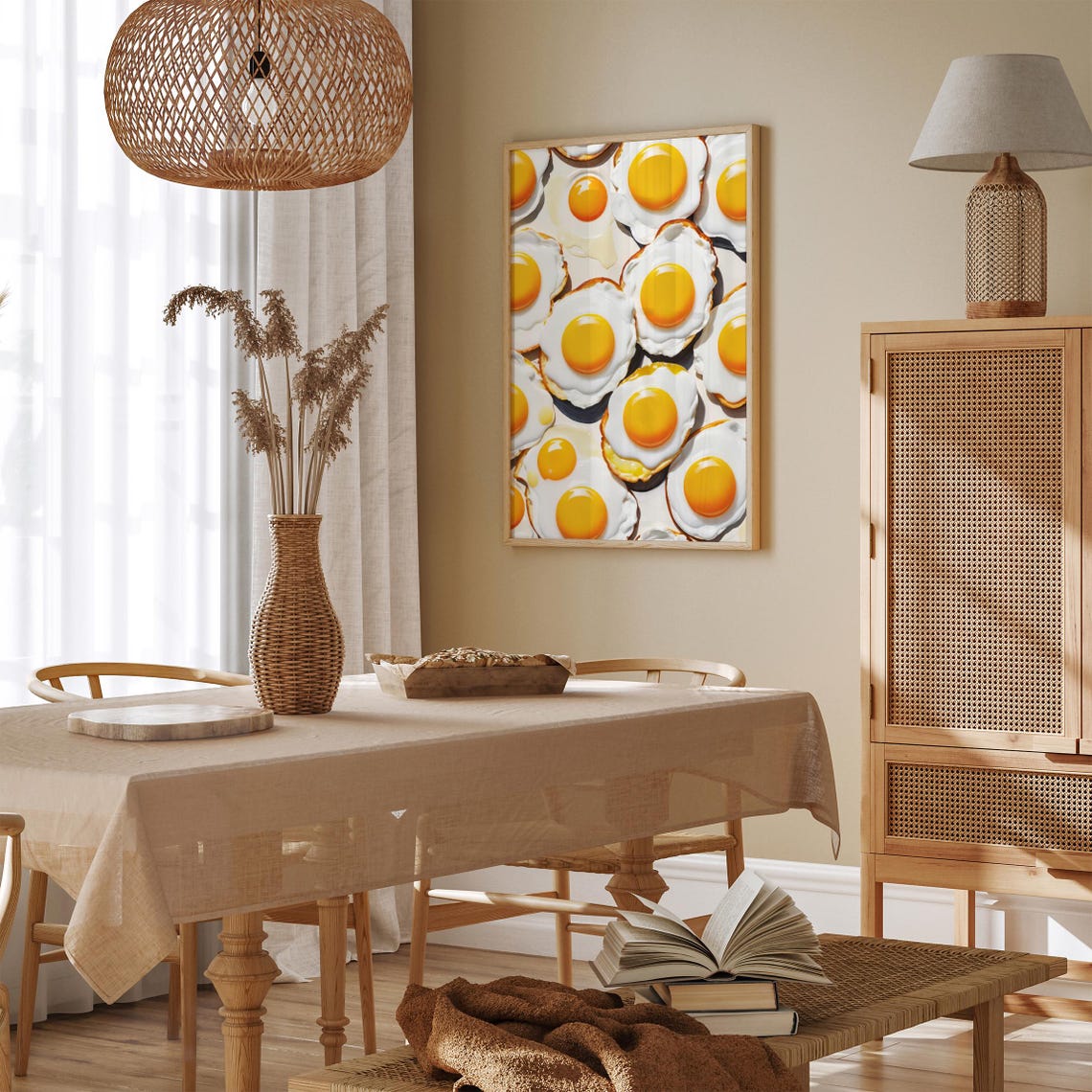 Fried Eggs Pattern Kitchen Photorealistic Food Fun Decorative Poster - Image 3