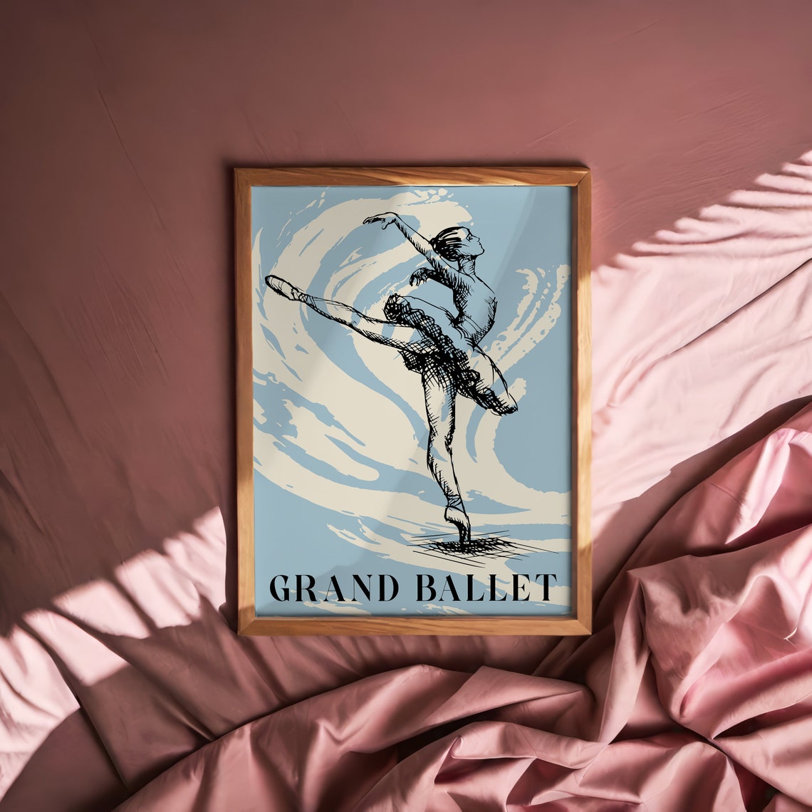 Grand Ballet Blue Sketch Ballerina Arabesque Dance Art Poster - Image 5
