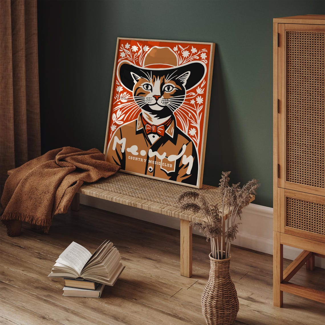 Country Cat Cowboy Poster Meowdy Country Music Club Art Print Rustic Western Decor Cat Lovers Gift Country Music Fan Gift Airbnb Decor - Image 3