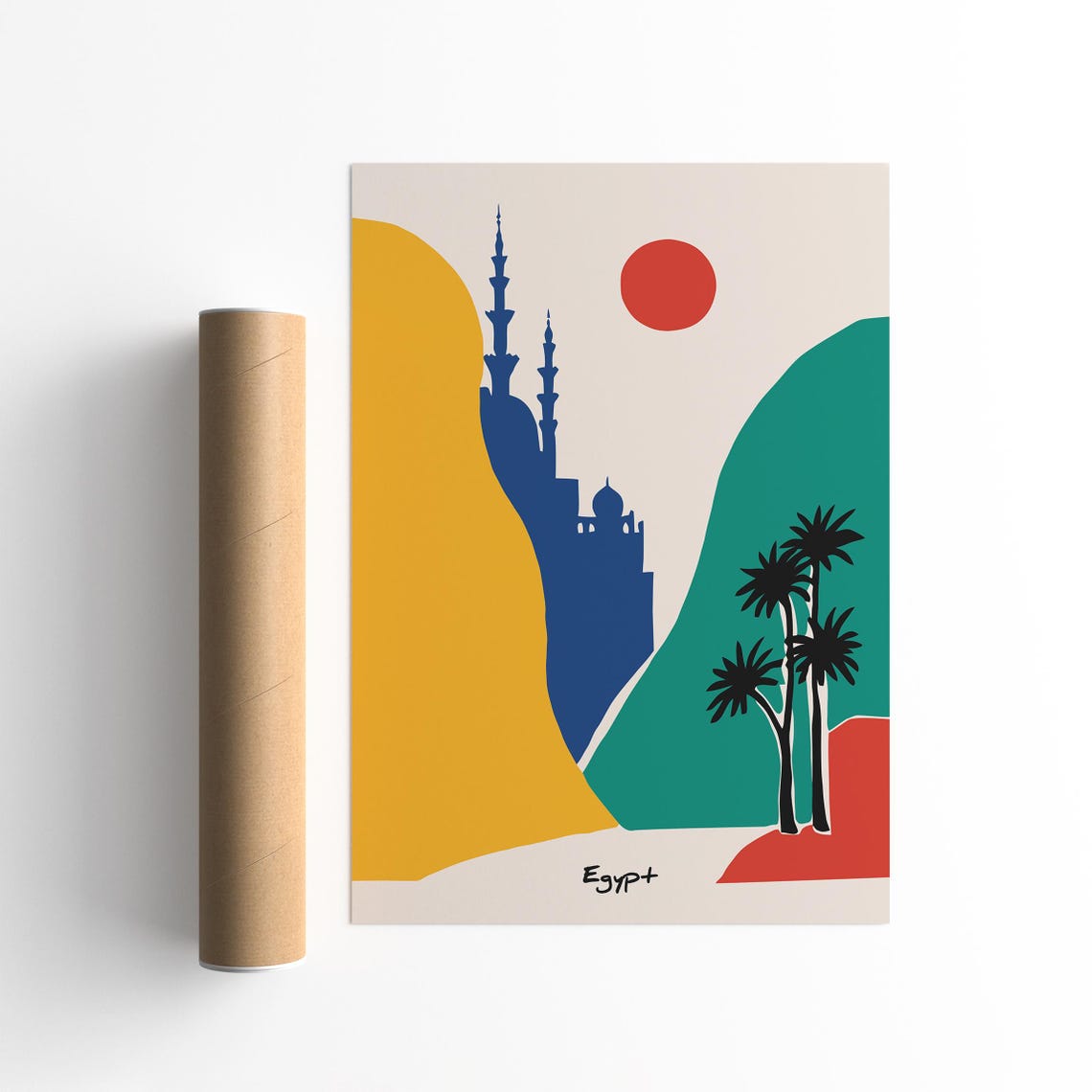 Egypt Abstract Cairo Minarets Colorful Mid Century Modern Art Print