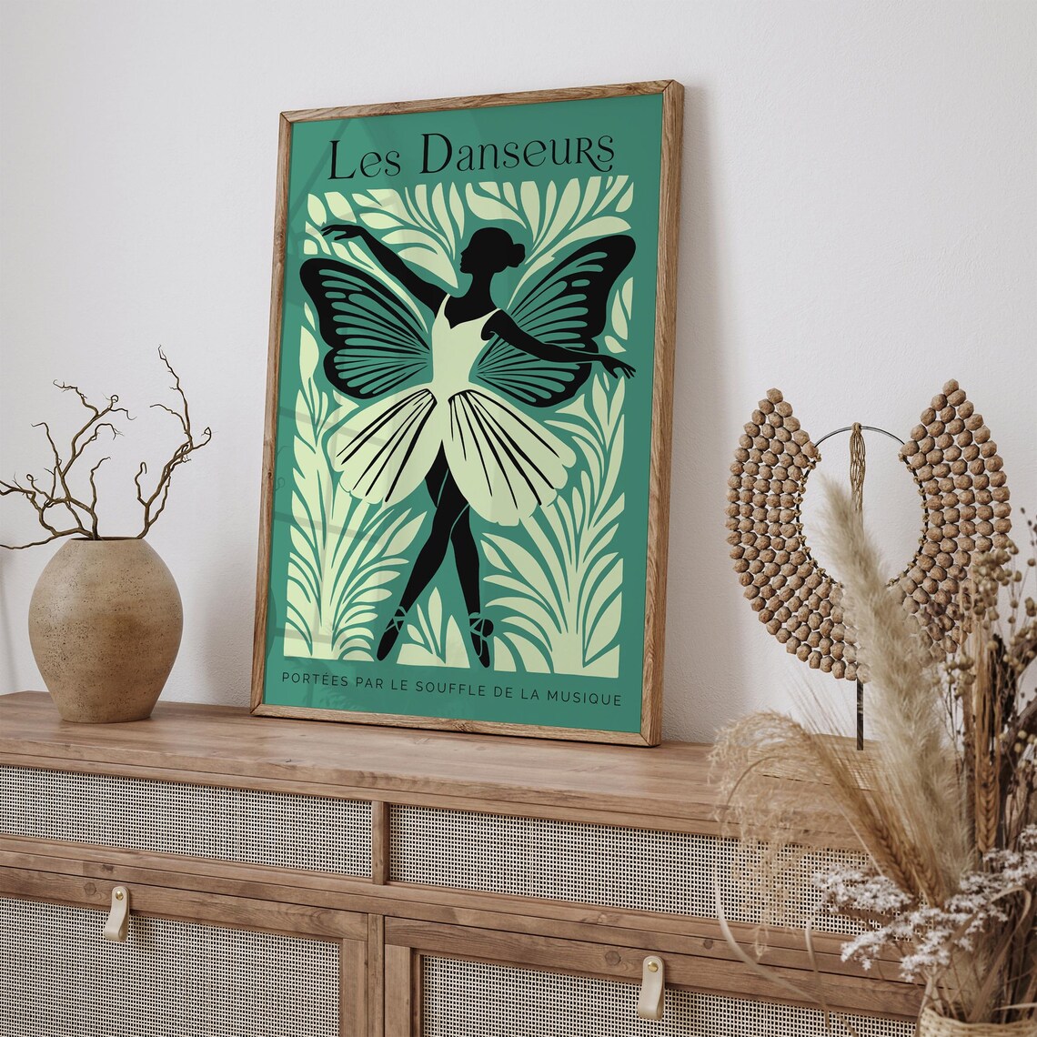 Les Danseurs Green Butterfly Ballerina French Ballet Festival Poster - Image 3