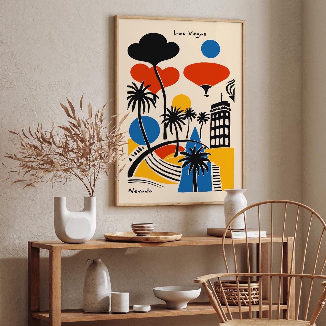 Las Vegas Nevada Retro Abstract Palm Tree Vintage Travel Art Poster - Image 2