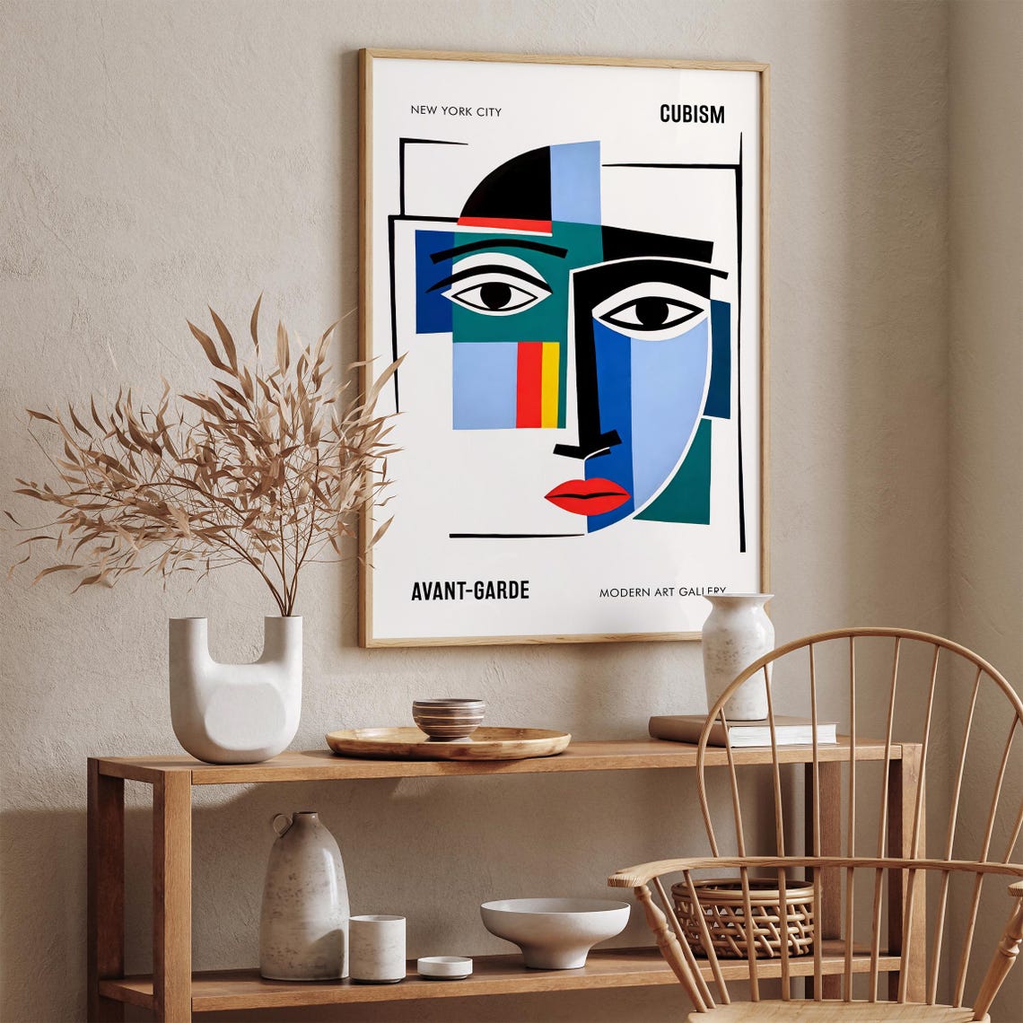 Colorful Cubist Face New York City Modern Art Gallery Poster - Image 4
