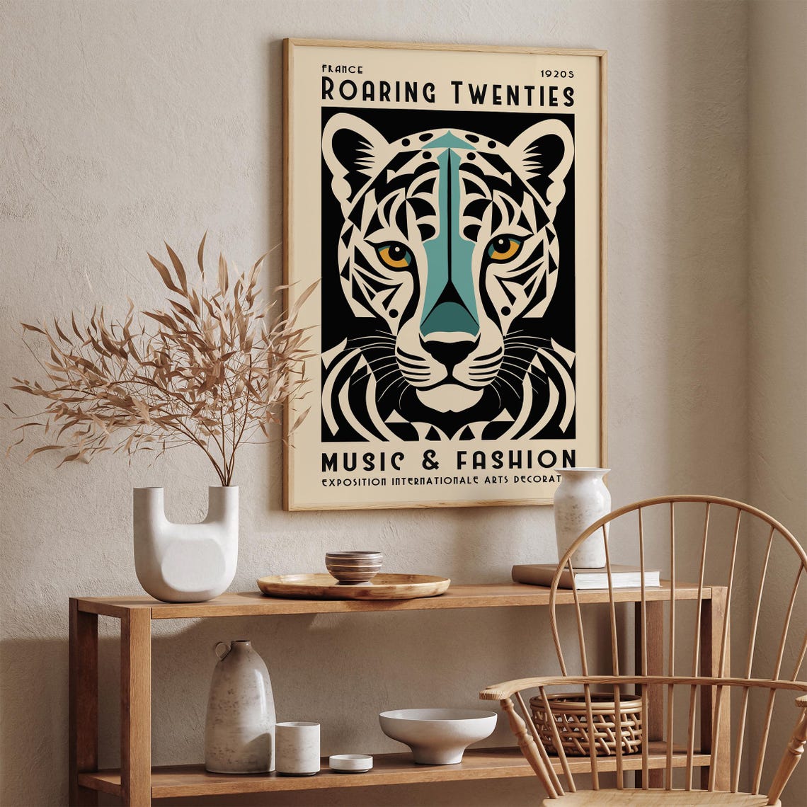 Vintage 1920s Roaring Twenties Poster Art Deco Tiger Illustration Music Fashion Exposition Wall Art Art Deco Home Decor French Art - Image 2