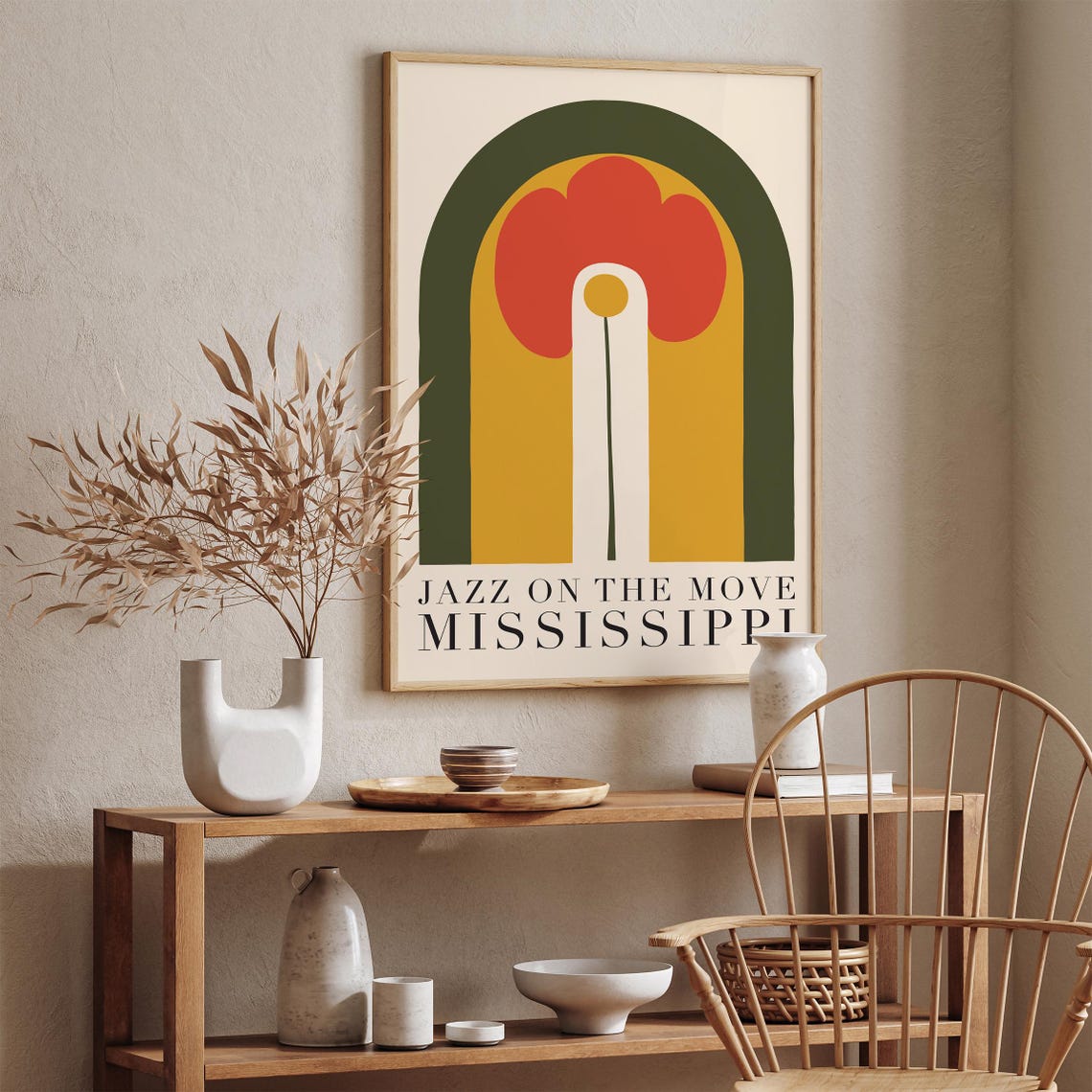 Jazz On The Movie Mississippi Jazz Music Festival Poster Retro Music Art Print 70s Music Poster Jazz Festival Wall Art Airbnb Wall Decor - Image 2