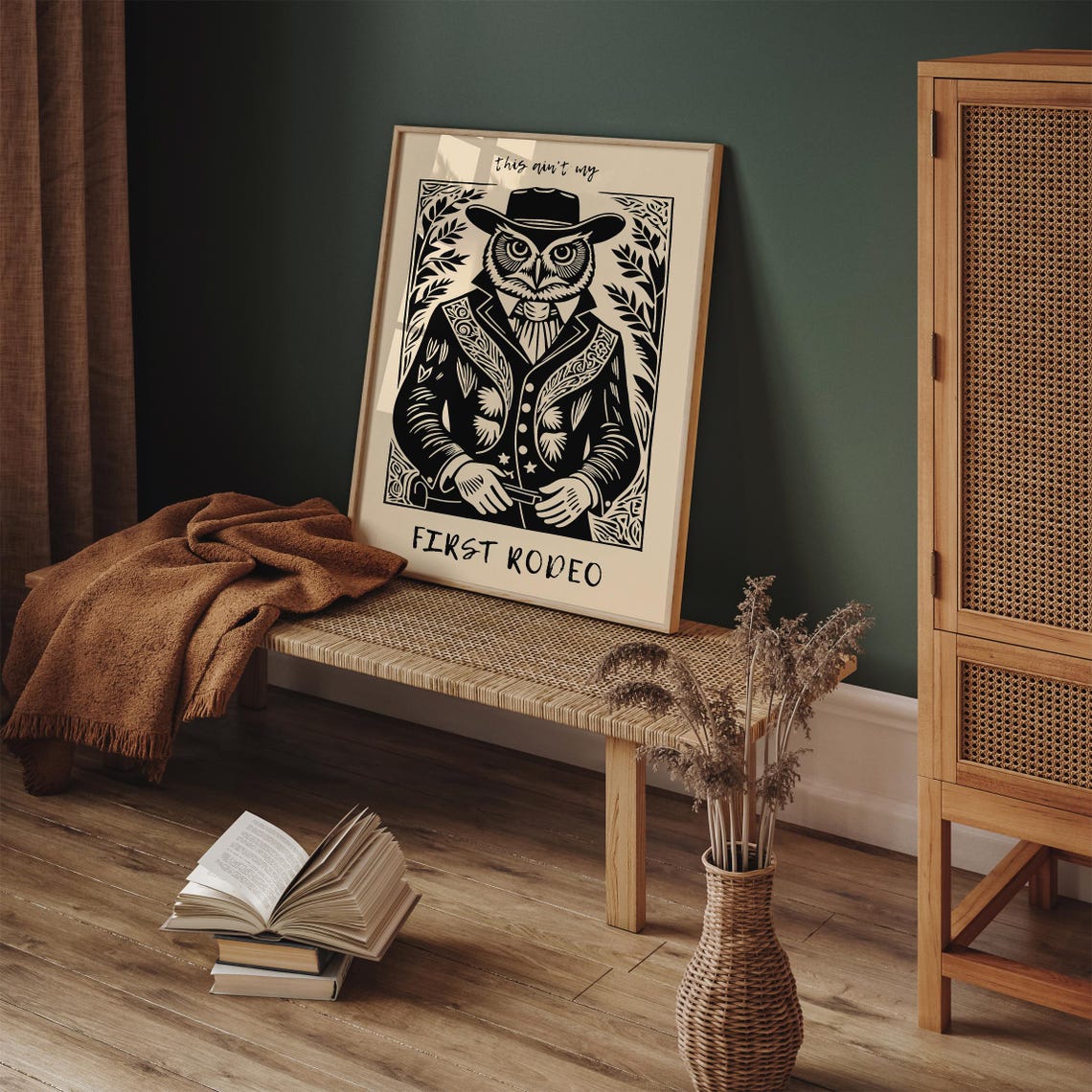 This Ain't My First Rodeo Cowboy Owl Funny Rustic Western Poster - Image 4