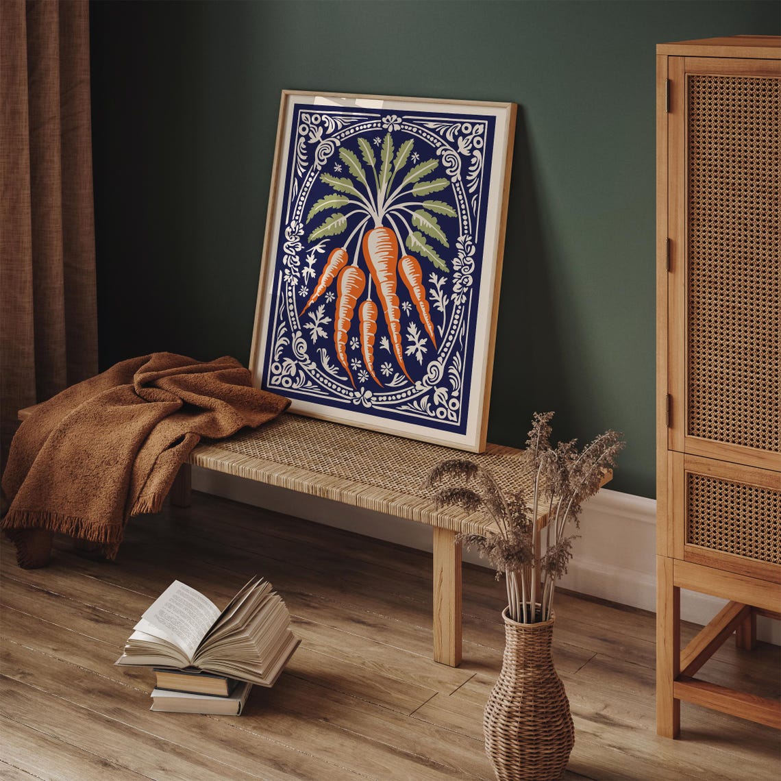 Orange Carrots Bunch Navy Botanical Kitchen Vegetable Poster - Image 6