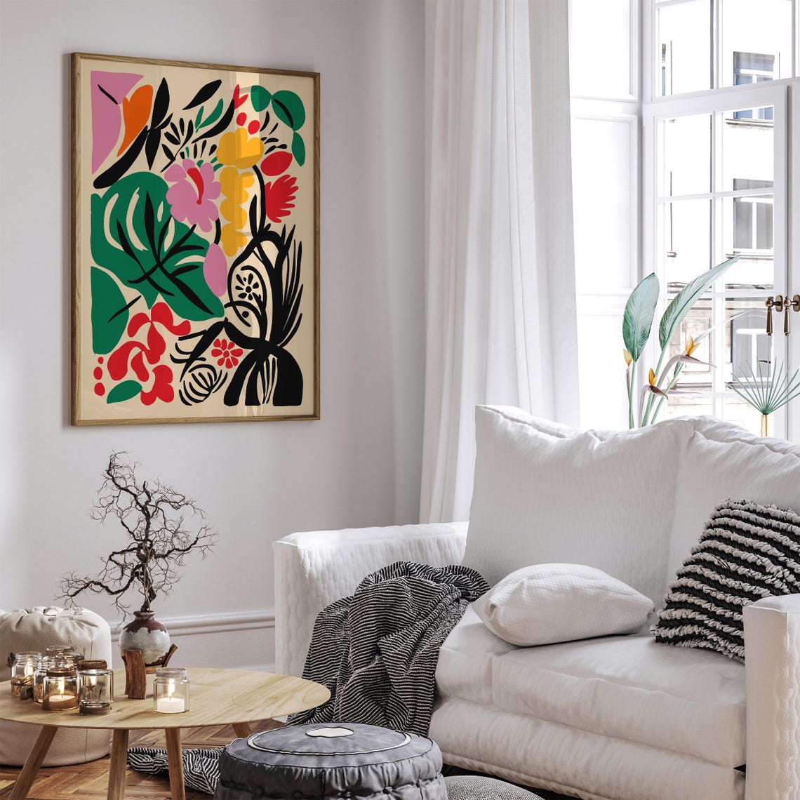 Colorful Matisse Inspired Floral Cutouts Botanical Art Poster - Image 6