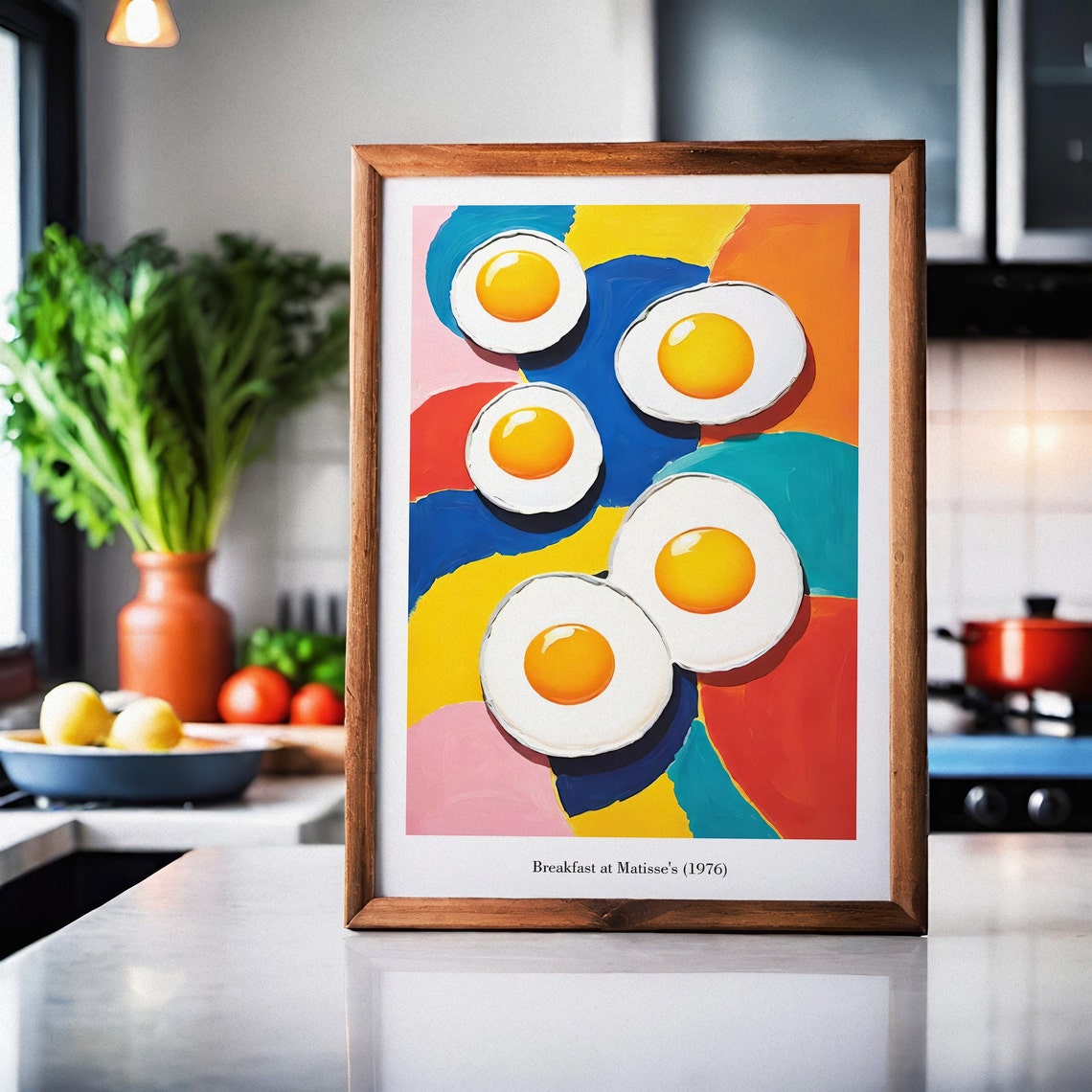 Breakfast at Matisses 1976 Sunny Fried Eggs Colorful Art Print