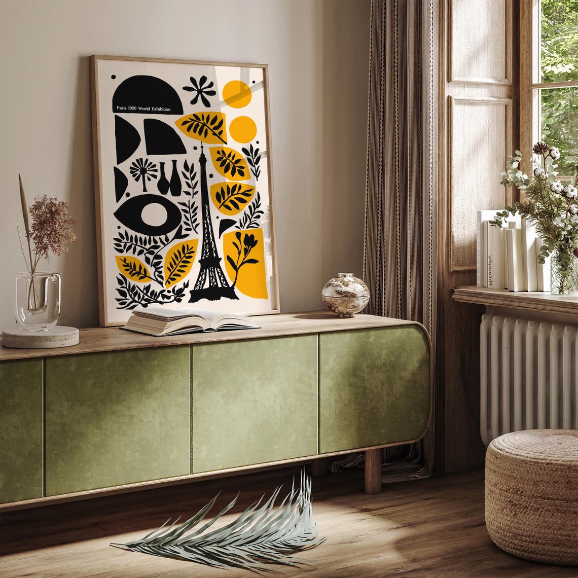 Paris 1900 World Exhibition Eiffel Tower Yellow Decor Poster - Image 2